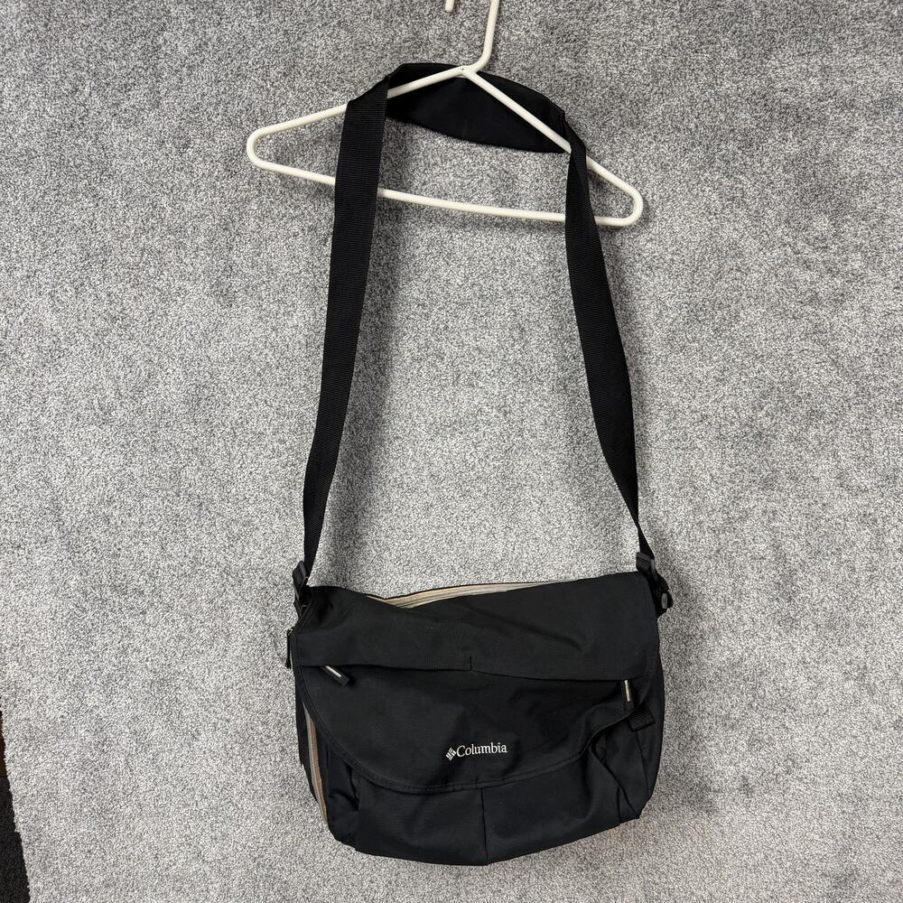 Columbia Black White Diaper Bag Large Insulated Pockets Messenger Size 12x16x5